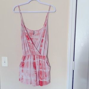 Local Boutique Pink Tie Dye Romper Size Large
